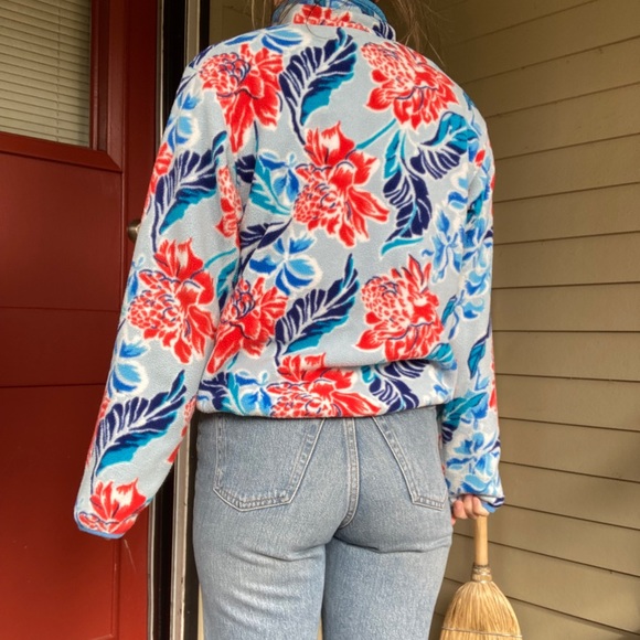 Patagonia Floral Cowl Neck Sweater - Red and Blue - Picture 8 of 9